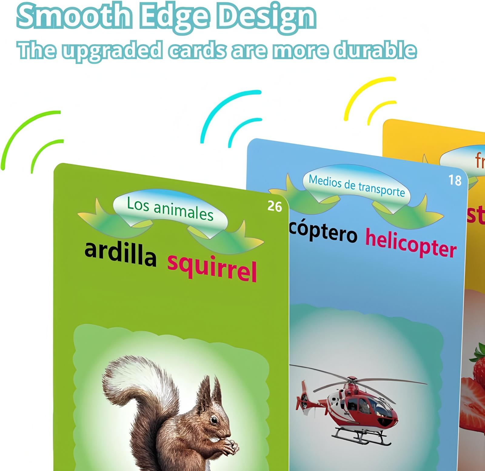 KIDGENIUS Bilingual English & Spanish Talking Flash Cards for Toddlers - 224 Sight Words Interactive Educational Toy for Kids Ages 1-8 - Perfect for Children’s Day & Summer Holidays