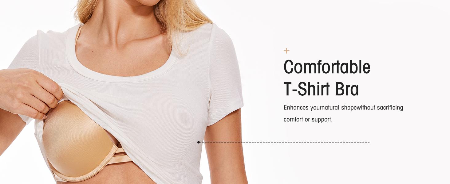 Wingslove Comfort Push Up T-shirt Bra For Women's Lightly Padded Underwire Everyday Bras