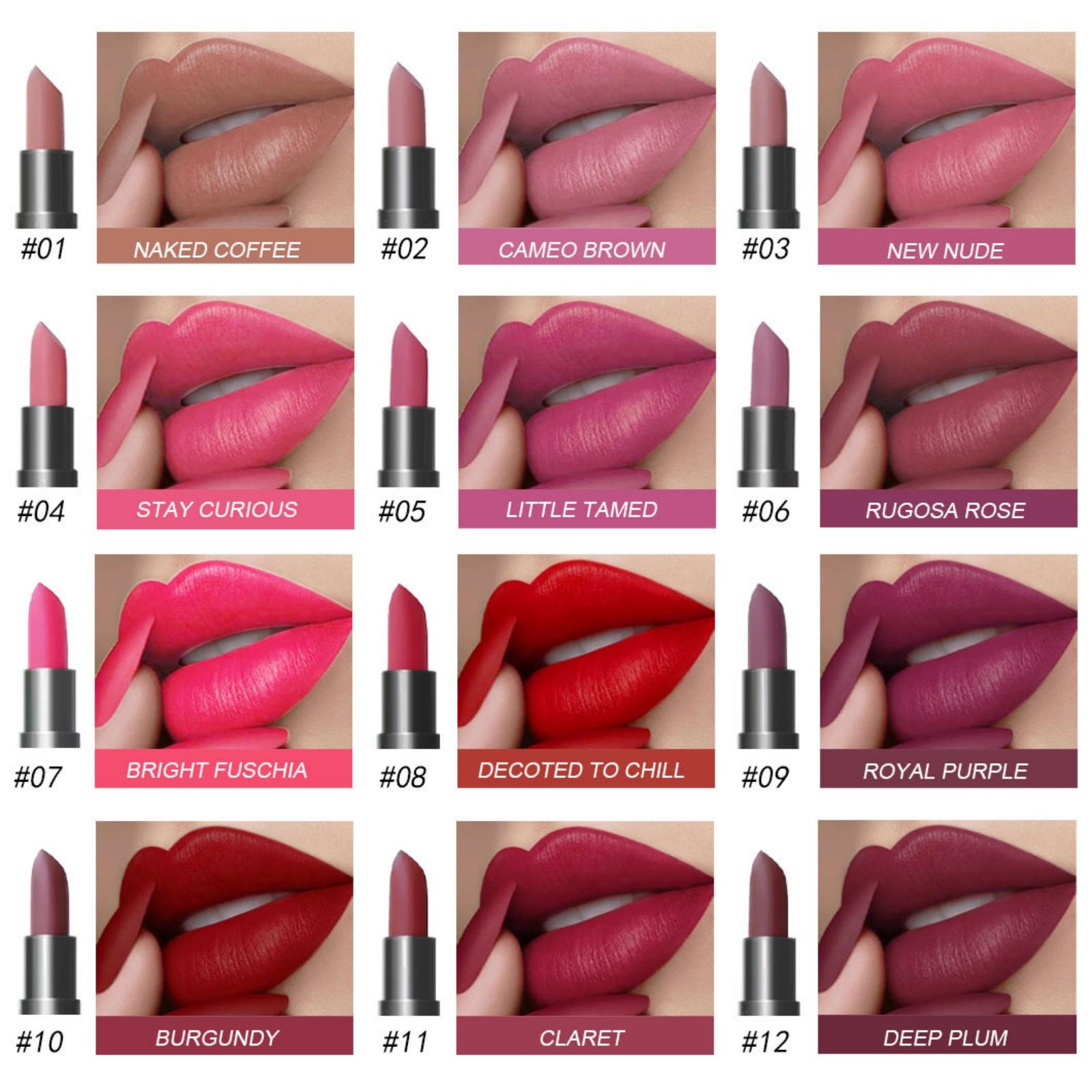 6 Pcs Vibrant Matte Lipstick Makeup Set Smooth Easy To Apply Long Lasting Coloring Moisturizer Full Color Lip Glossy Silky Cream Waterproof Cosmetic