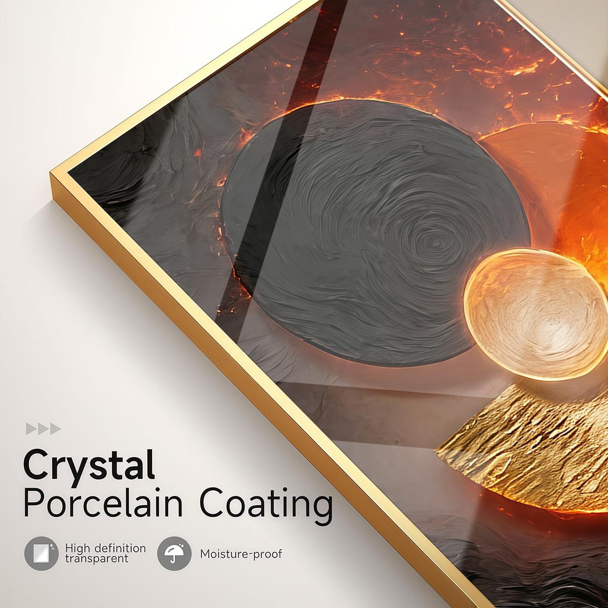 3 Counts Aluminum Alloy Framed Painting, Abstract Fire And Lava Geometry Pictures, Home Decoration For Living Room, Bedroom, Office, Restaurant, Hallway Wall Decor, Odorless Print Artwork, Luxury Perfect Gift For Friends And Family