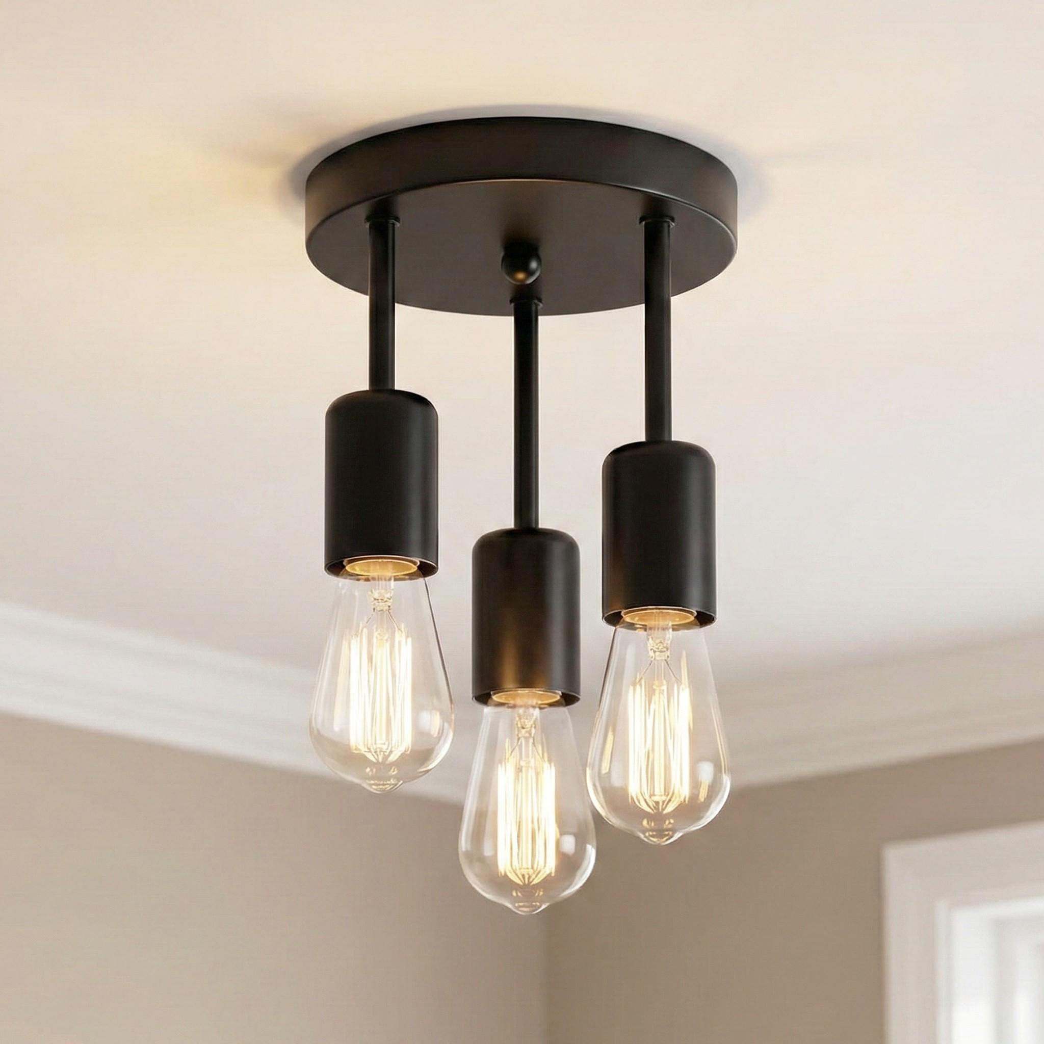 Modern Minimalist Gold Three-Arm Cylinder Pendant Light, European Home Fit E27 Interface Max60w Bar Hallway Lighting