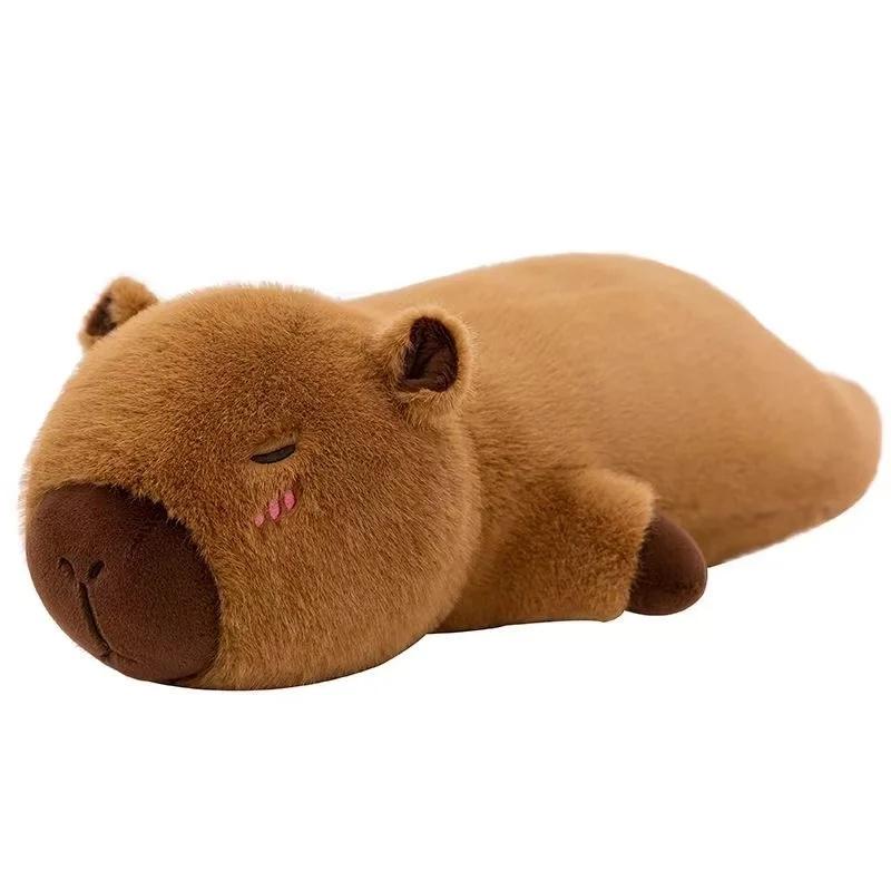 45cm-65cm Kawaii Cartoon Giant Strip Capybara Plush Doll Pillow Lying Brown Orange Wings Creative Capybara Plush Toy Home Decor