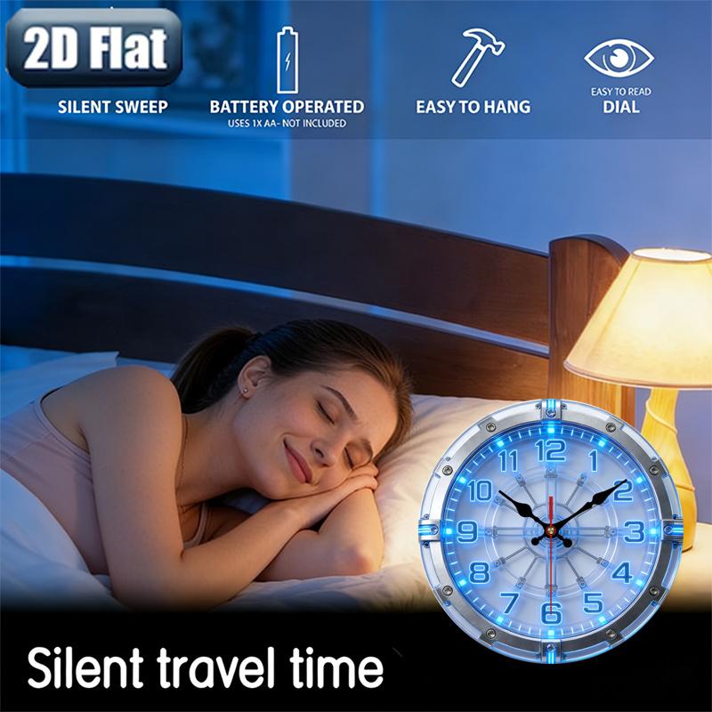 1pc 2D Flat Technology and Mechanical Theme Wall Clock | Silent Decorative Clock, Creative Design, Suitable for Bedrooms, Living Rooms, Offices, 25/30 cm (Without AA Batteries)