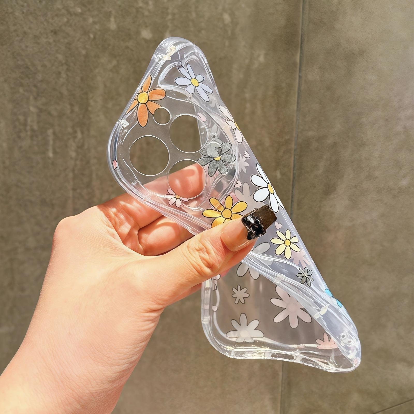 Transparent Shell With Chrysanthemum Pattern+Flower Fanging Chain Phone Case For Xiaomi 14T Redmi A3X A5 15 15C A4 A3 Redmi Note 9 Pro 9S Pro 6 5 Lite Back Cover