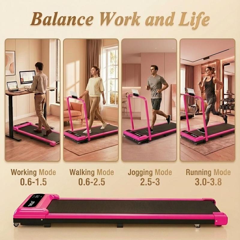 【Adjustable Incline】 YAGUD Foldable Treadmill, Low-Noise Motor Walking Pad, 265lbs Weight Capacity, Remote Control & Wheels for Easy mobility, Comes with Free Resistance Bands, Dual Shock-Absorption System Home Fitness Equipment