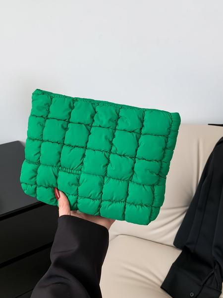 Autumn Winter New Solid Color Quilted Handbag, Large Capacity Travel Storage Bag, Zipper Design, Women's Portable Travel Organizer, Holiday Gift, Durable Pouch