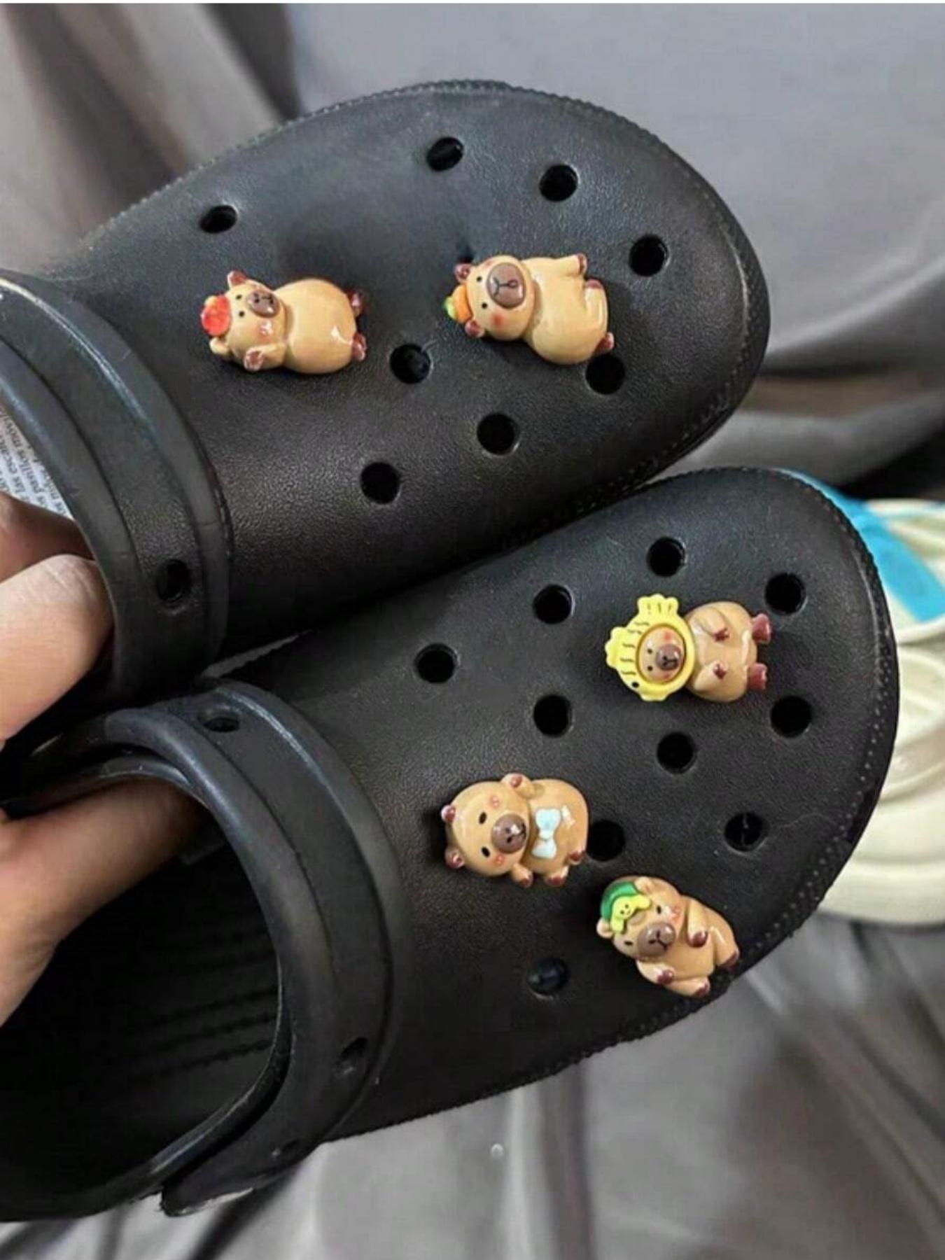 5-Piece Cute Cartoon Water Buffalo Shoe Decoration Set, Animal Design for Sandals & Clogs, Unisex DIY Accessories, Perfect Gift