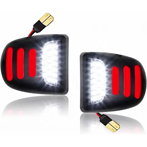 2x LED License Plate Tag Lights - 3-Row Bright White LEDs, IP66 Waterproof OLED Neon Tube Lamp Assemblies for Chevy/GMC Silverado, Suburban, Tahoe, Sierra, Yukon, Yukon XL, Cadillac Escalade Automotive Vehicle Accessories