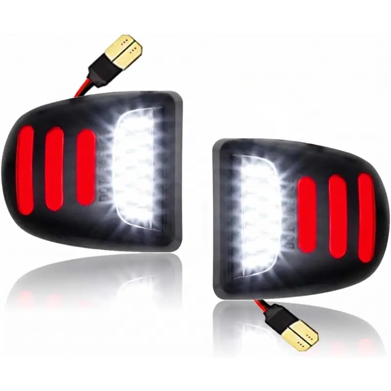 2x LED License Plate Tag Lights - 3-Row Bright White LEDs, IP66 Waterproof OLED Neon Tube Lamp Assemblies for Chevy/GMC Silverado, Suburban, Tahoe, Sierra, Yukon, Yukon XL, Cadillac Escalade Automotive Vehicle Accessories