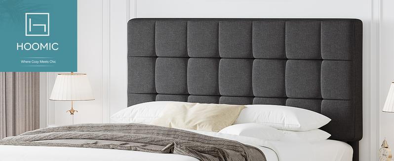 HOOMIC Upholstered Platform Bed Frame【Frame Only No Mattress】with Adjustable Headboard,No Box Spring Needed,Full/Queen Size