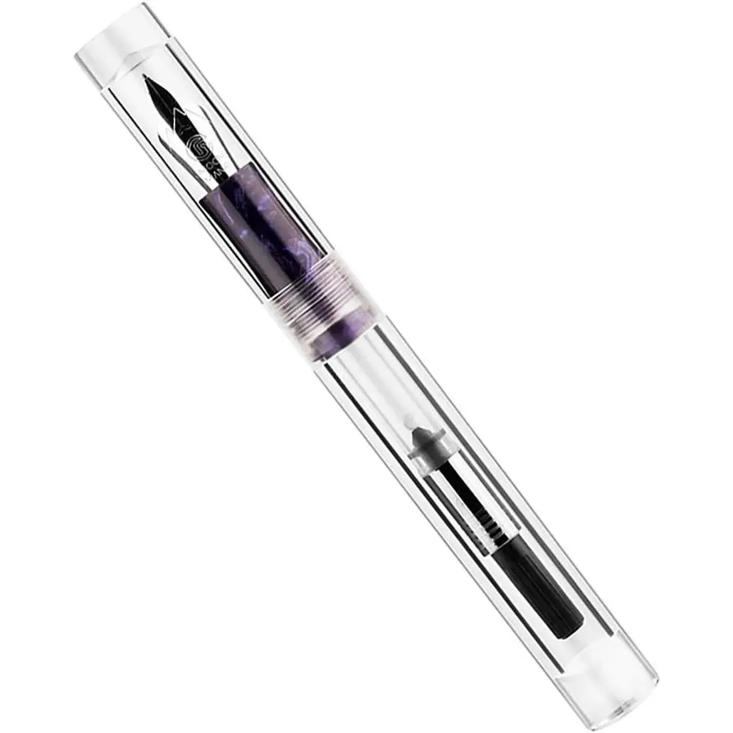 Majohn C1 Fountain Pen Extra Fine Nib, Clear Transparent  , Mini Pocket Pen, Eyedropper,Cartridges and Converter Filling
