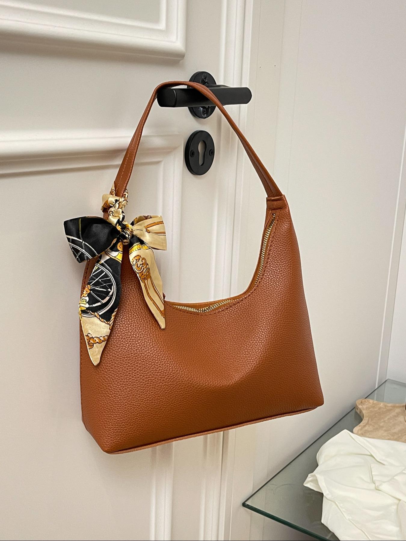 Fashion Retro Crossbody Shoulder Bag for Women, Stylish Compact Design with Scarf Detail, Perfect for Daily Use & Special Occasions, Embellished Shoulder Bag