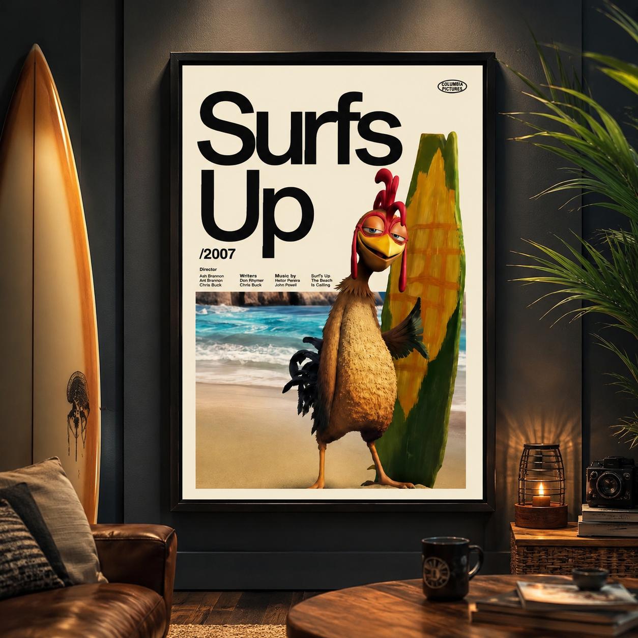 Surfs Up Chicken Joe Print Premium Artwork Film Poster Wall Decor for Room, Canvas Wall Art, Animated Movie Poster, Surfing Character Print, Kids Bedroom Decor, Beach Room Decor, Dorm Wall Art, Gift for Movie Fans Surfs Up Chicken Joe Print Premium Artwork Film Poster Wall Decor for Room, Canvas Wall Art, Animated Movie Poster, Surfing Character Print, Kids Bedroom Decor, Beach Room Decor, Dorm Wall Art, Gift for Movie Fans