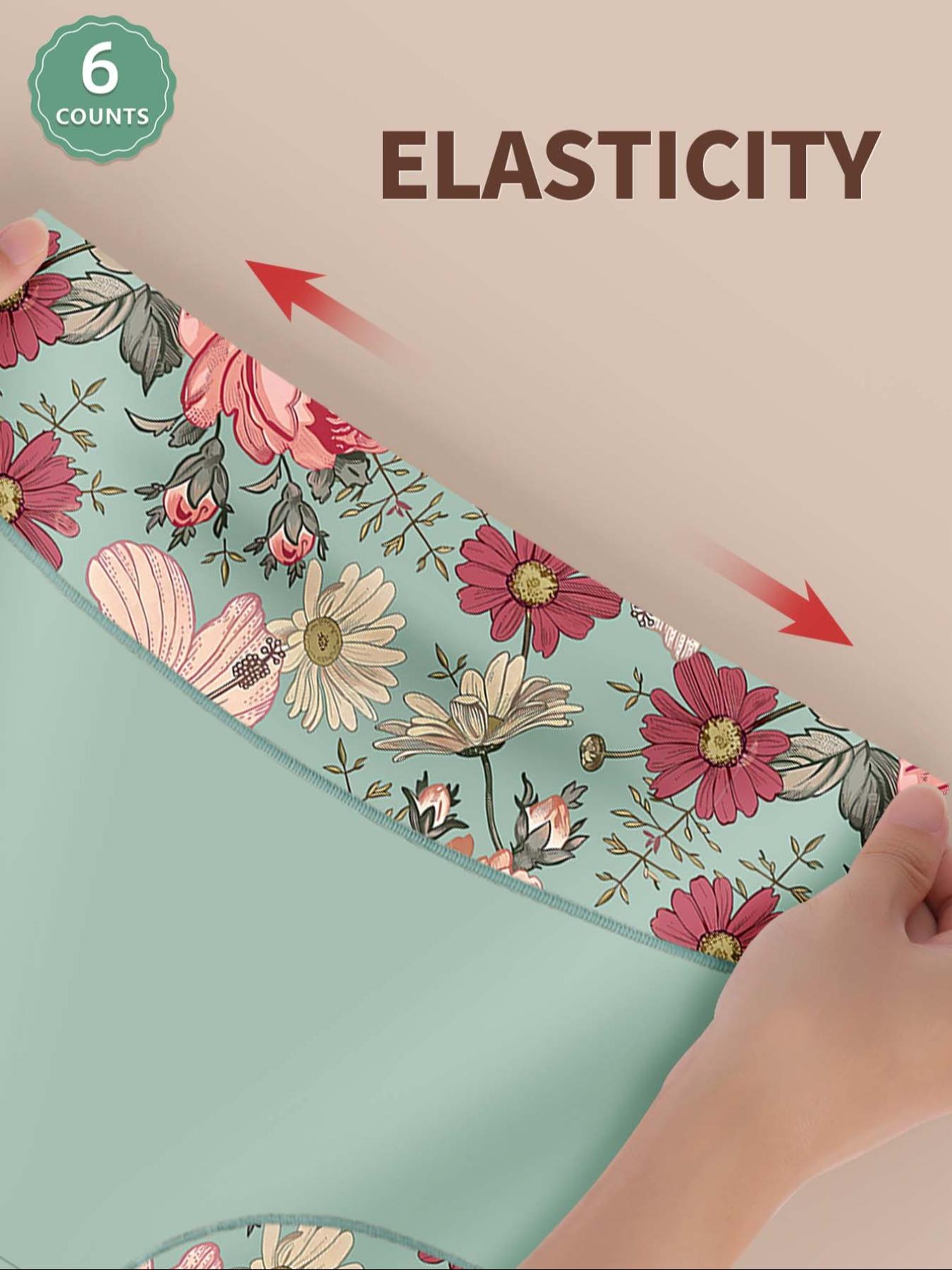 Women's Floral Print High Waist Panty, High Waisted Briefs, Soft Comfy Breathable Knicker for Daily Wear, Underwear for All Seasons, Women Underwear Pack, Womenswear, Casual Elegant Panty