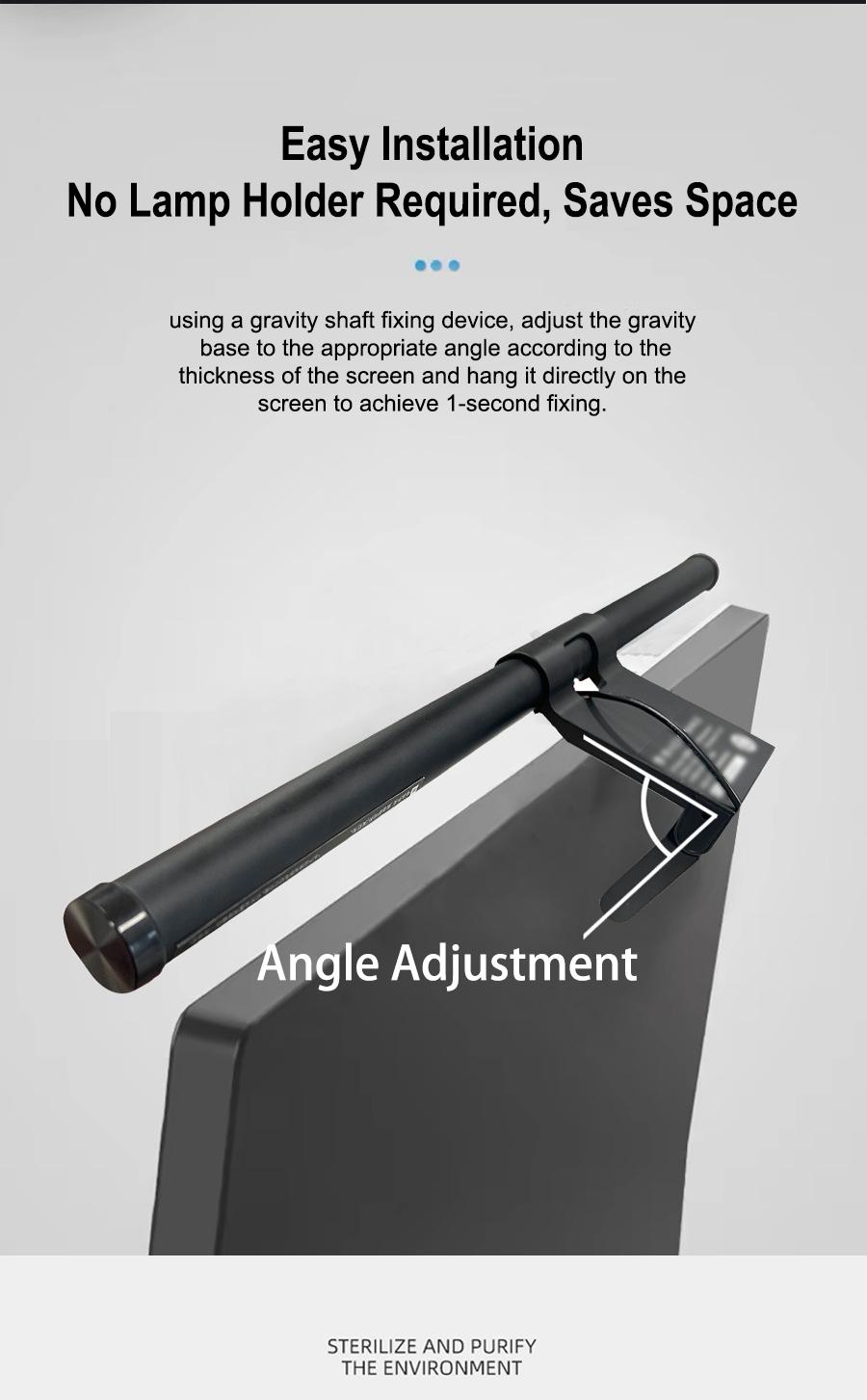 Screen Hanging Light, Gaming Ambient Light, Double Touch Computer Monitor Screen Hanging Light, USB Powered Gaming Screen Eye-care Lamp Adjustable Rgb Lighting Colorful Backlight