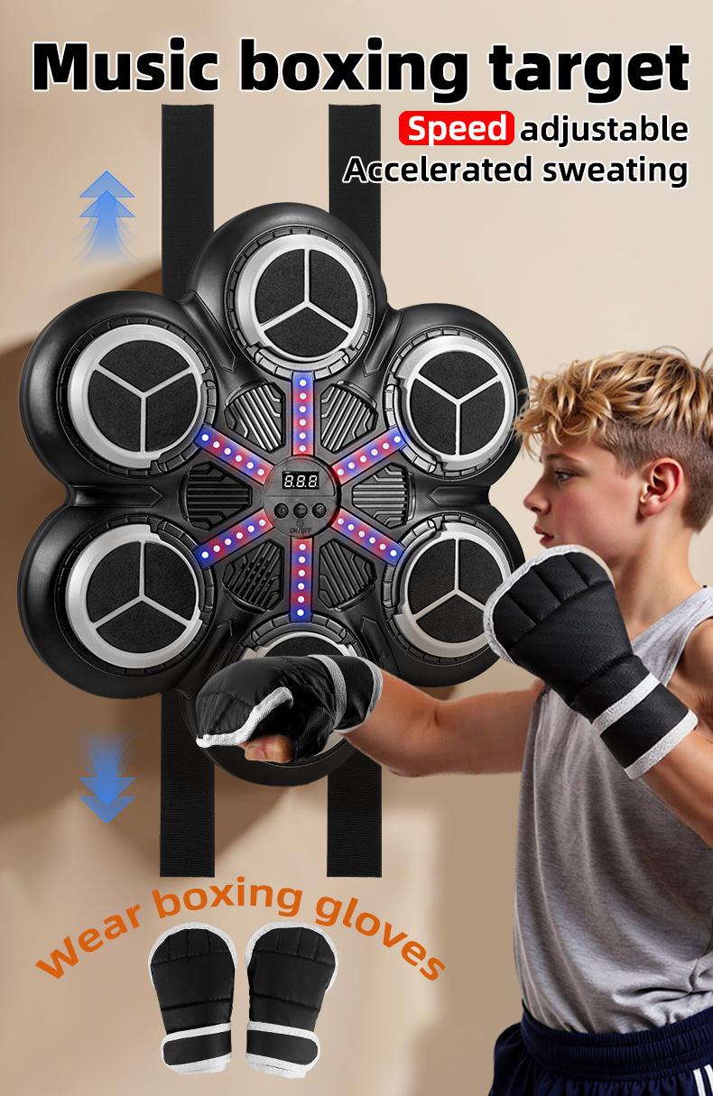 Bluetooth-compatible Smart Music Boxing Machine, Hanging Reaction Sandbag Punching Bag, Home Fitness Stress Relief, Includes Gloves & Charging Cable, Music Boxing Target
