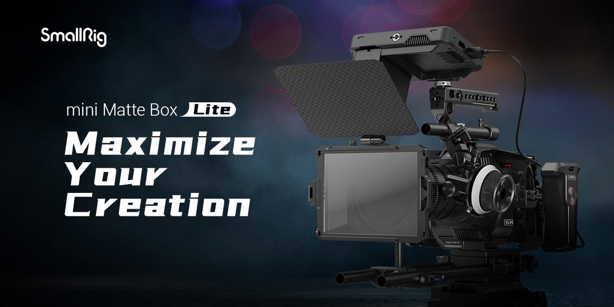 SmallRig Mini Matte Box Lite, DSLR Matte Box with Carbon Fiber Top Flag, for 67mm/72mm/77mm/82mm/95mm Lenses, for 4x5.65 Filter/Circular Filter - 3575