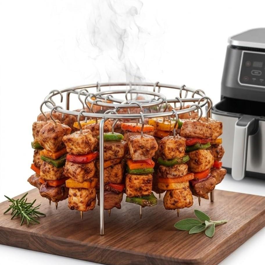 Air Fryer Grill Rack, Vertical Skewers for Air Fryer, Includes 24/48 Skewers, Stainless Steel, Non-Stick, Even Heating, Grill Replacement, Air Fryer Accessories, Grilling Accessories