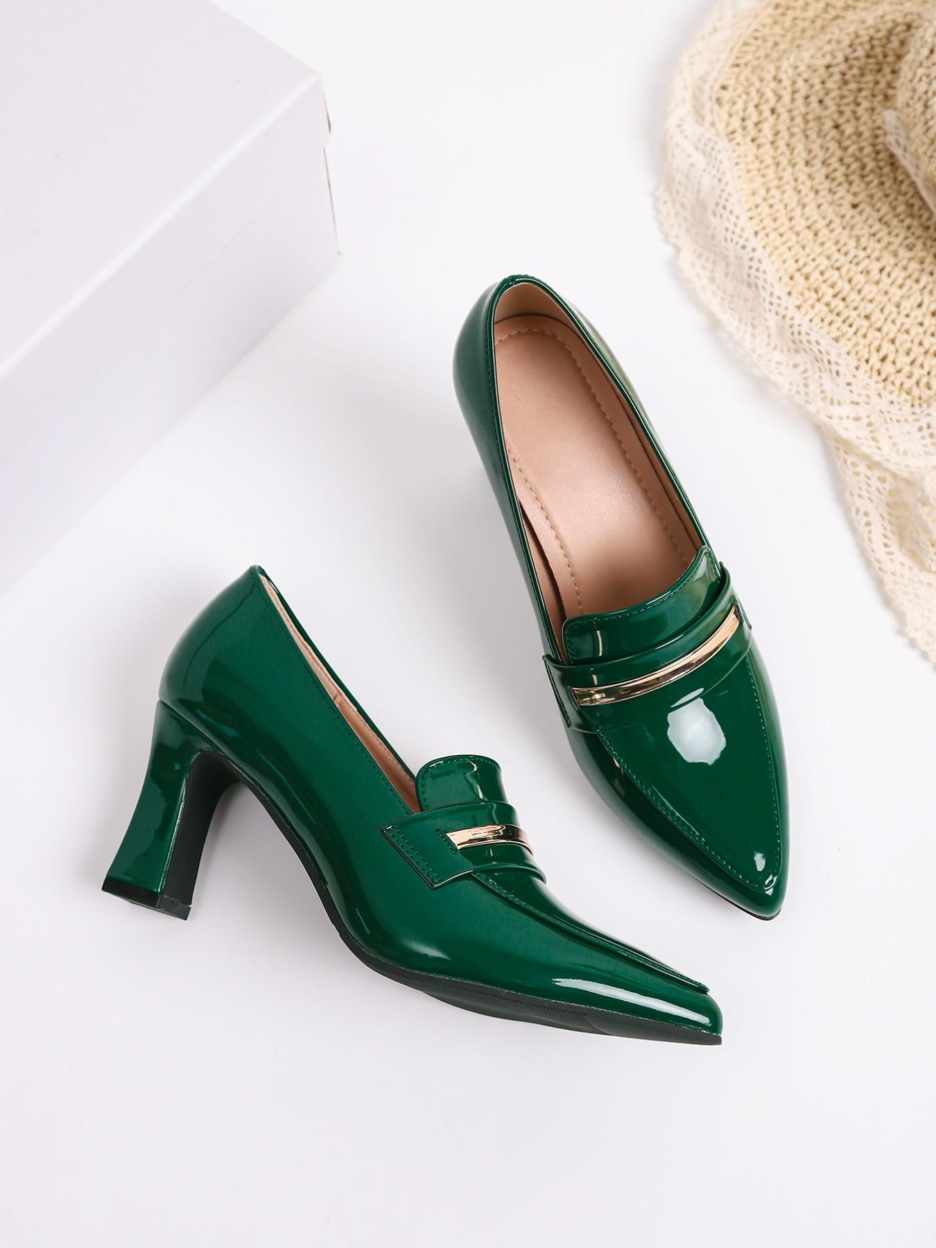 Women's Pointed Toe Stiletto High Heels, Metal Buckle Design, Artificial Leather, Medium Width, All Seasons, Office Commute, Business Meetings