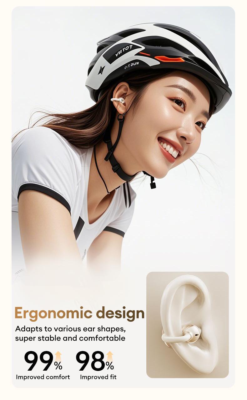 PAXA Earclip C7 Clip-on Design Wireless Earphones, Upgraded Panoramic Sound Headset, Comfortable Wearing & IPX5 Waterproof Sports Earbuds for Work, Fitness