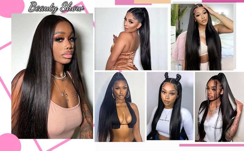 Bling Hair 360 Transparent Lace Front Wigs Real Hair Straight Frontal Wigs 180% Density 360 Full Lace Wigs Real Hair For Women Real Hair Ponytail Wigs 24 26 28 Inch