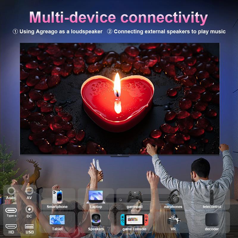 [US Warehouse] HYA300Pro Upgraded Projector with Dual Wi-Fi 6, BT5.4 Support, Native 1280*720P, Android 11, Built-in Speaker, Remote Control Included, Home Theater Outdoor，Valentine's Day/Birthday Gifts