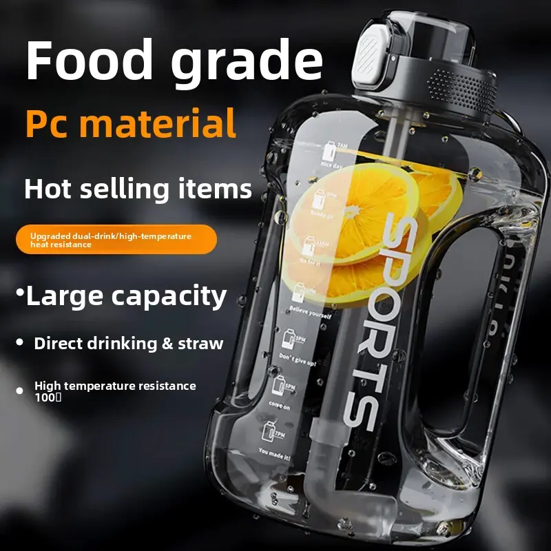 Tritan Plastic Large-Capacity Water Bottle - Outdoor Portable High-Temperature Resistant Bucket with Handle for Sports Use
