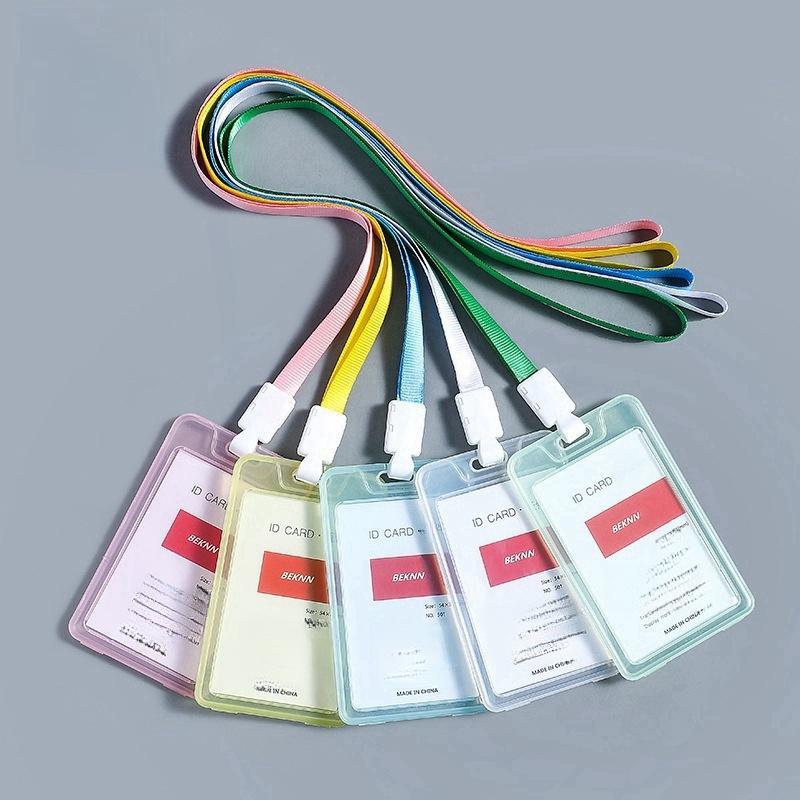 5pcs Waterproof Transparent ID Badge Box, Protect Bank Cards and Ids, Re-Sealable Zipper, Lanyard, Plastic Clip, Office School Travel