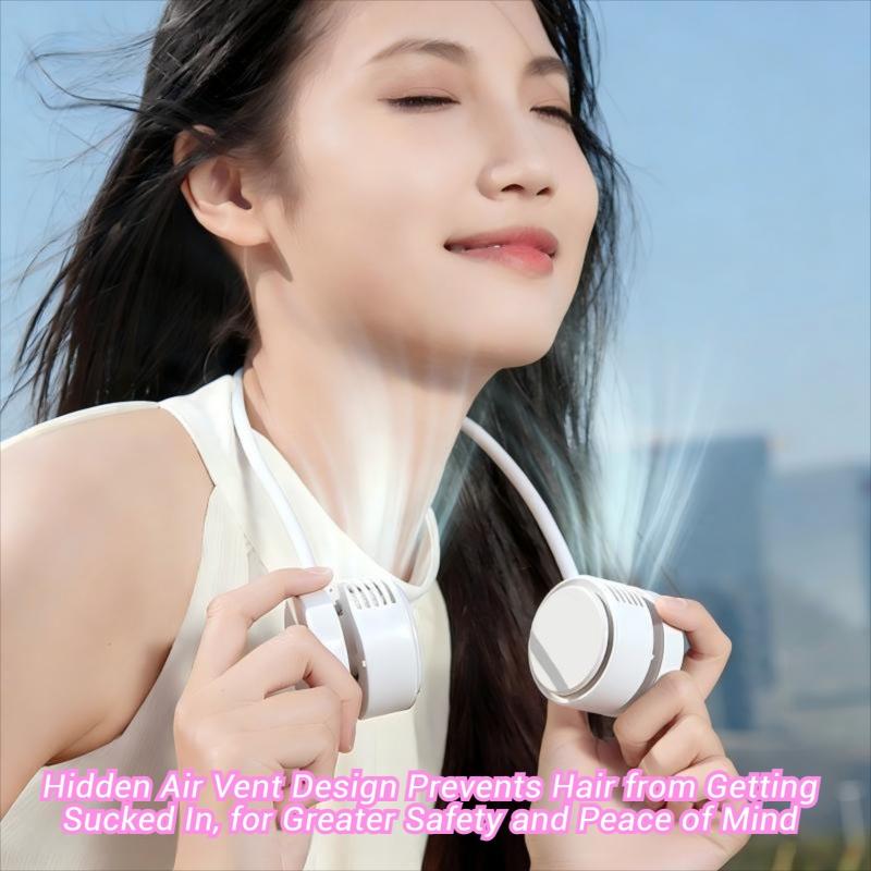 Foldable Neck Fan USB Rechargeable Portable Turbine Leafless Safety Quiet Mini Fan, Home Personal Outdoor Sports Fan