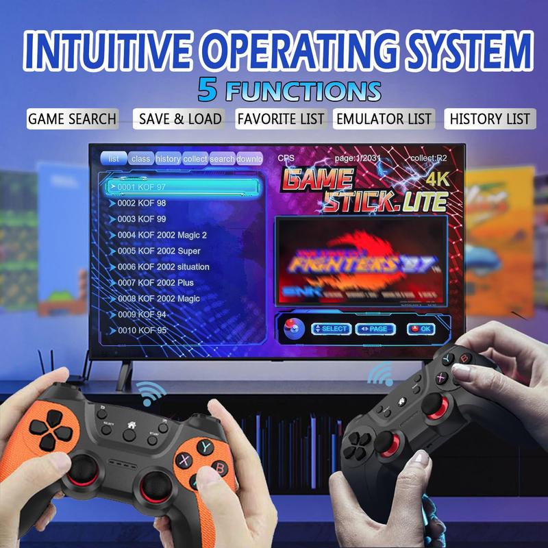 X2 PRO Retro Game Stick 4K Console with 58000+ Games 41 Classic Emulators Plug & Play HDMI 64GB/128GB Dual 2.4G Wireless Controllers for TV Home Entertainment Party Fun