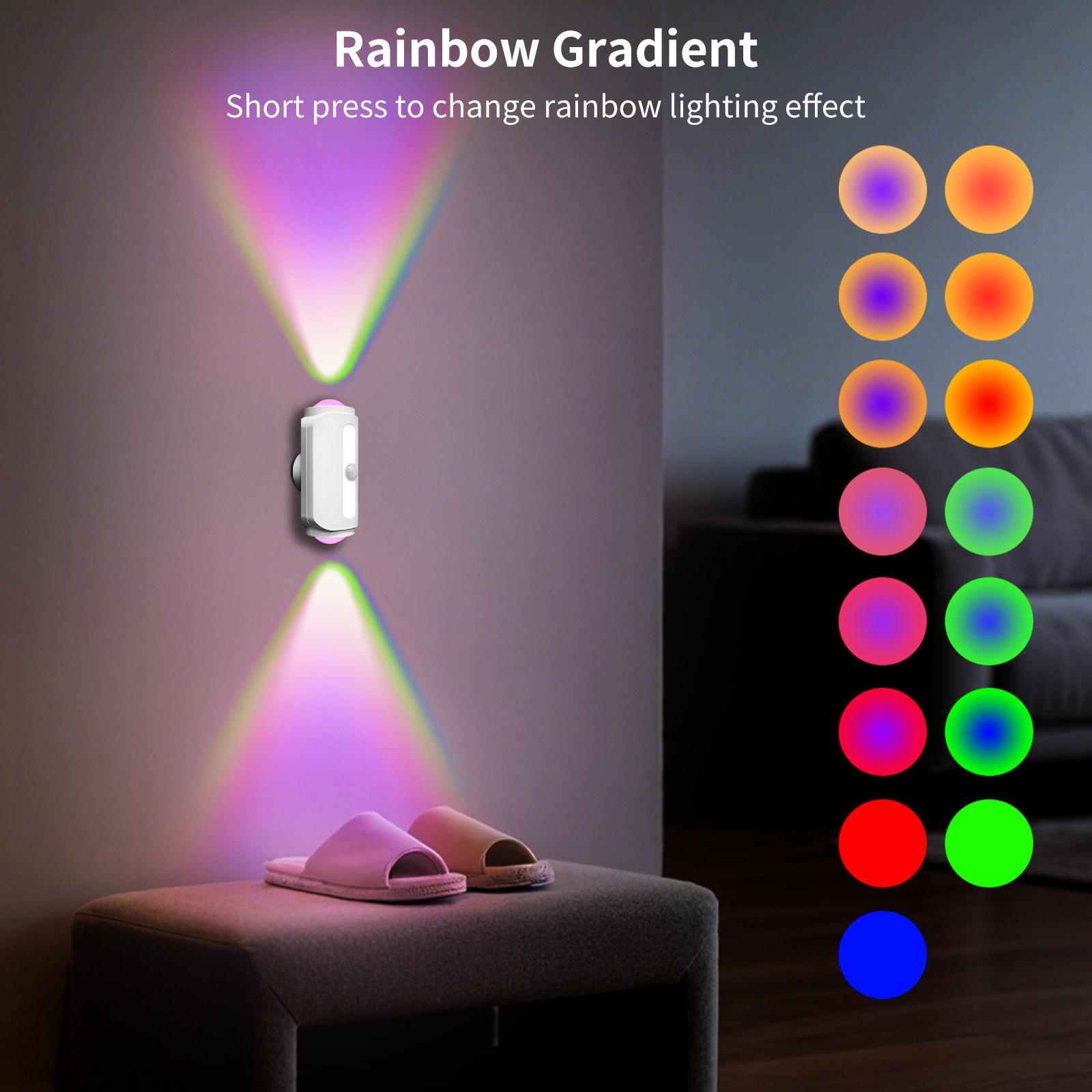 Rainbow Gradient Ambient Night Light Smart Sensor, Magnetic Mounting Perfect for Bedrooms, Courtyards, Staircases Birthday Gift, Christmas Present