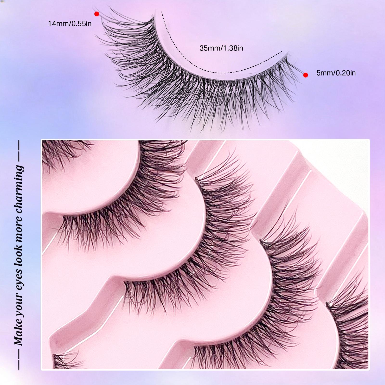 7 Pairs Lashes With Clear Band Fluffy False Lashes Pack Natural Look False Eyelashes Wispy Eyelashes Curly Makeup Eyelashes For Daily Wear