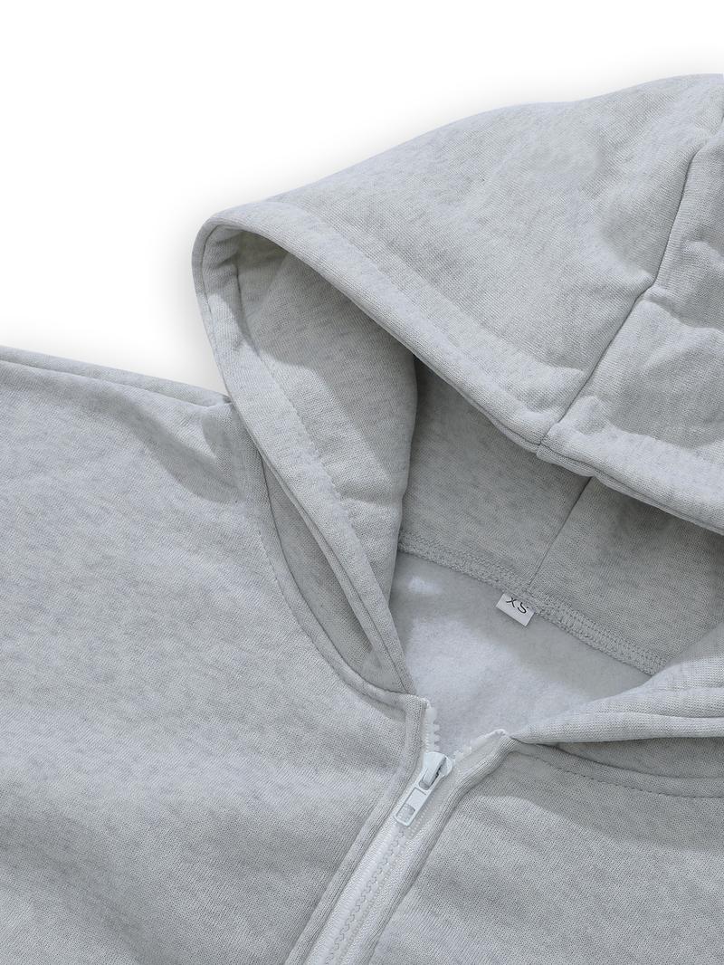 Women's Cropped Zip Hoodie Coat, Regular Fit Casual Streetwear Top, for Fashion Daily Wear