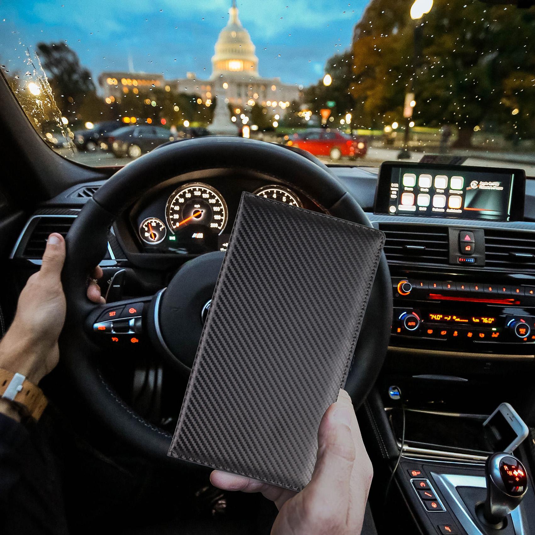 Car Registration & Insurance Card Holder, Vehicle License Document Compartment Card Holder, Interior Car Accessories for Women Men Teens, Travel Document Holder