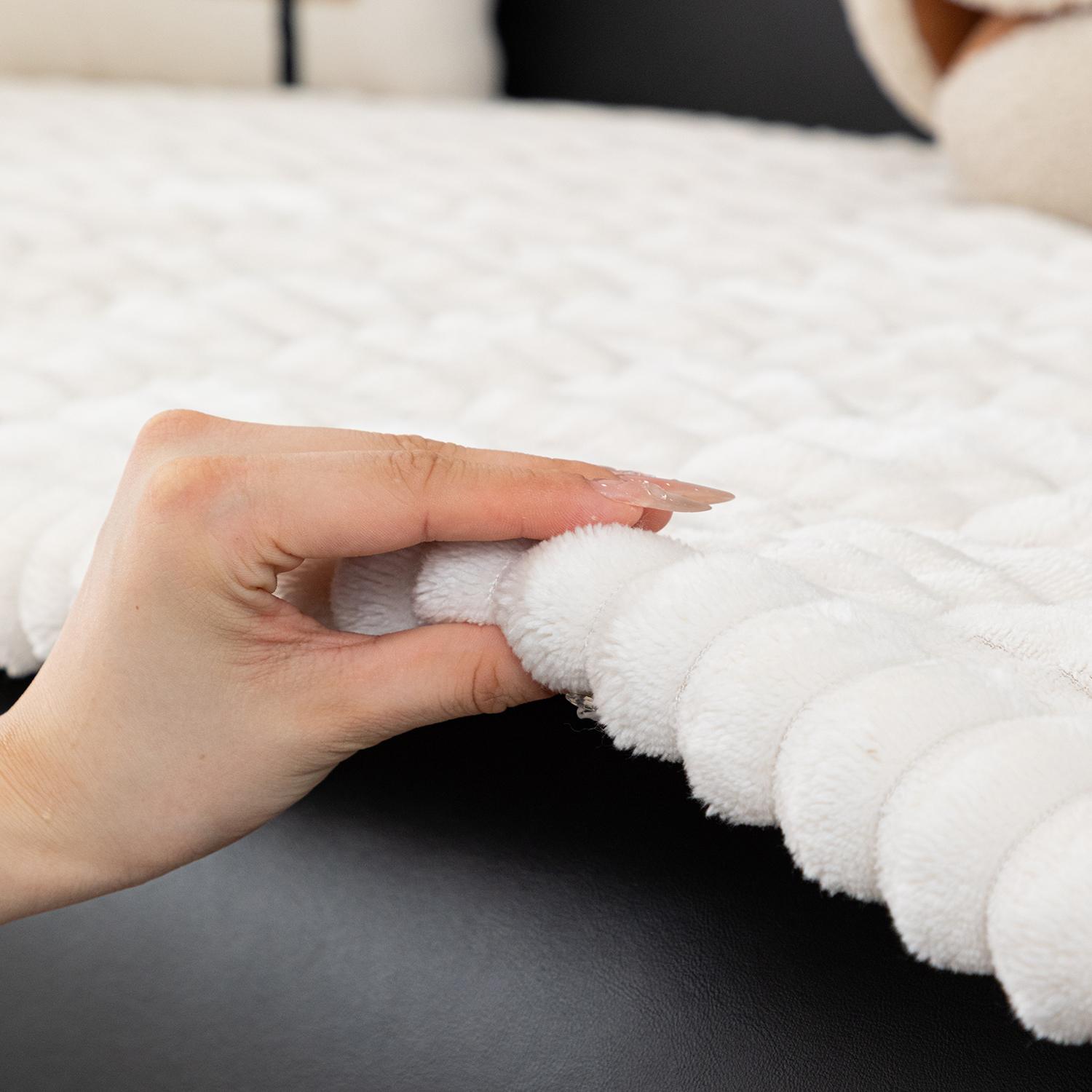 1pc Flannel Sofa Cushion, Soft Skin-Friendly Fabric, Wave Edge Design, Pet-Friendly Non-Slip, Machine & Hand Washable, Fits Single to Five-Seater Sofas