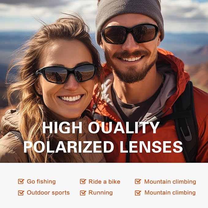 SUOSO Polarized Sports Sunglasses – UV400 Protection Wraparound Goggles for Men & Women, Ideal for Fishing, Driving & Cycling – Lightweight TR90 Frame