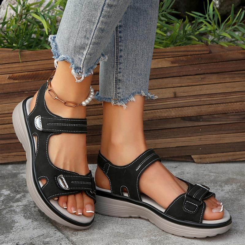 Womens Sporty Style Flat Sandals Open Toe Walking Comfy Casual Low Wedge Summer Shoes Springfresh