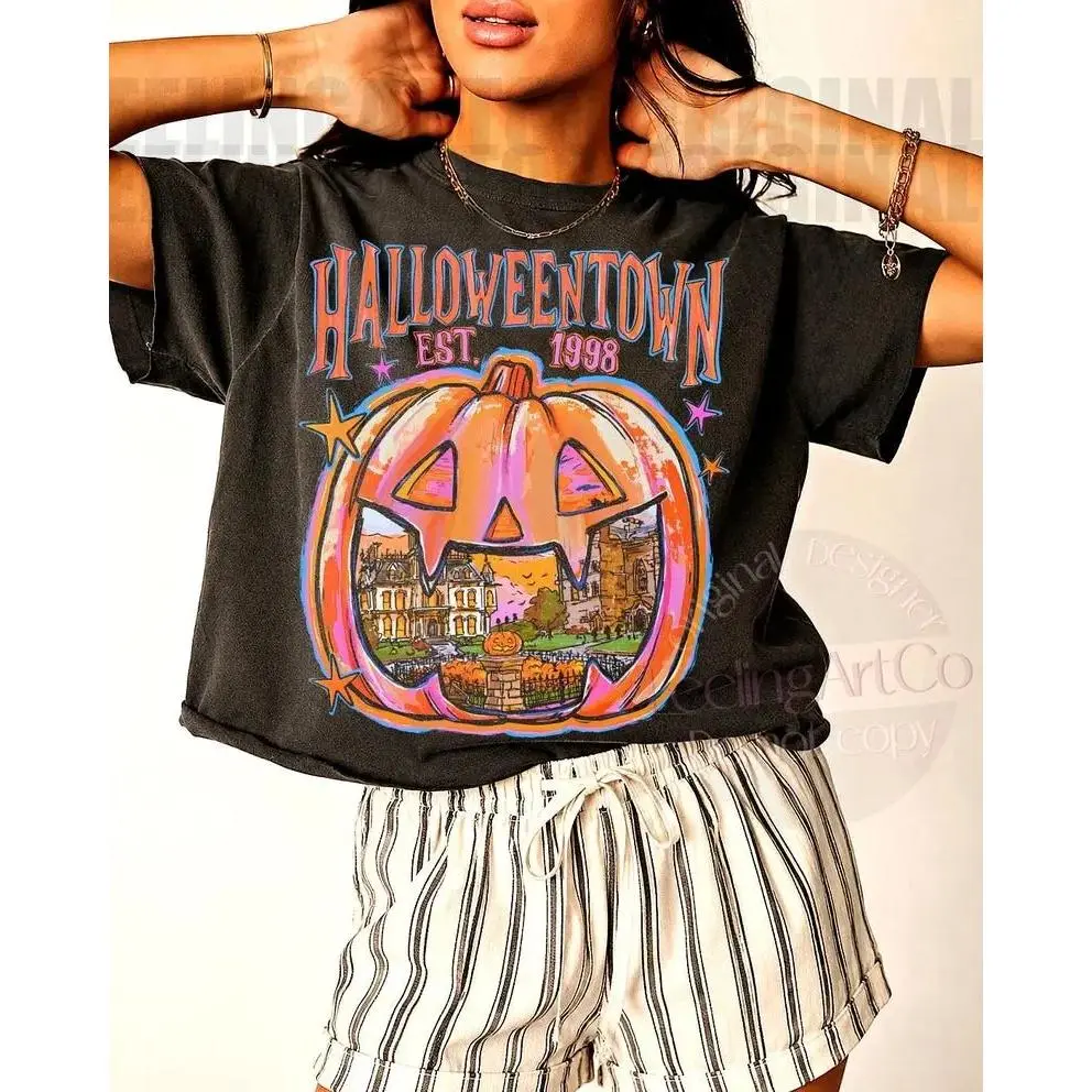 Comfort Colors Preppy Pumpkin Shirt, Vintage Jack O Lantern Halloween Graphic Tee, Cozy Fall Autumn T-Shirt