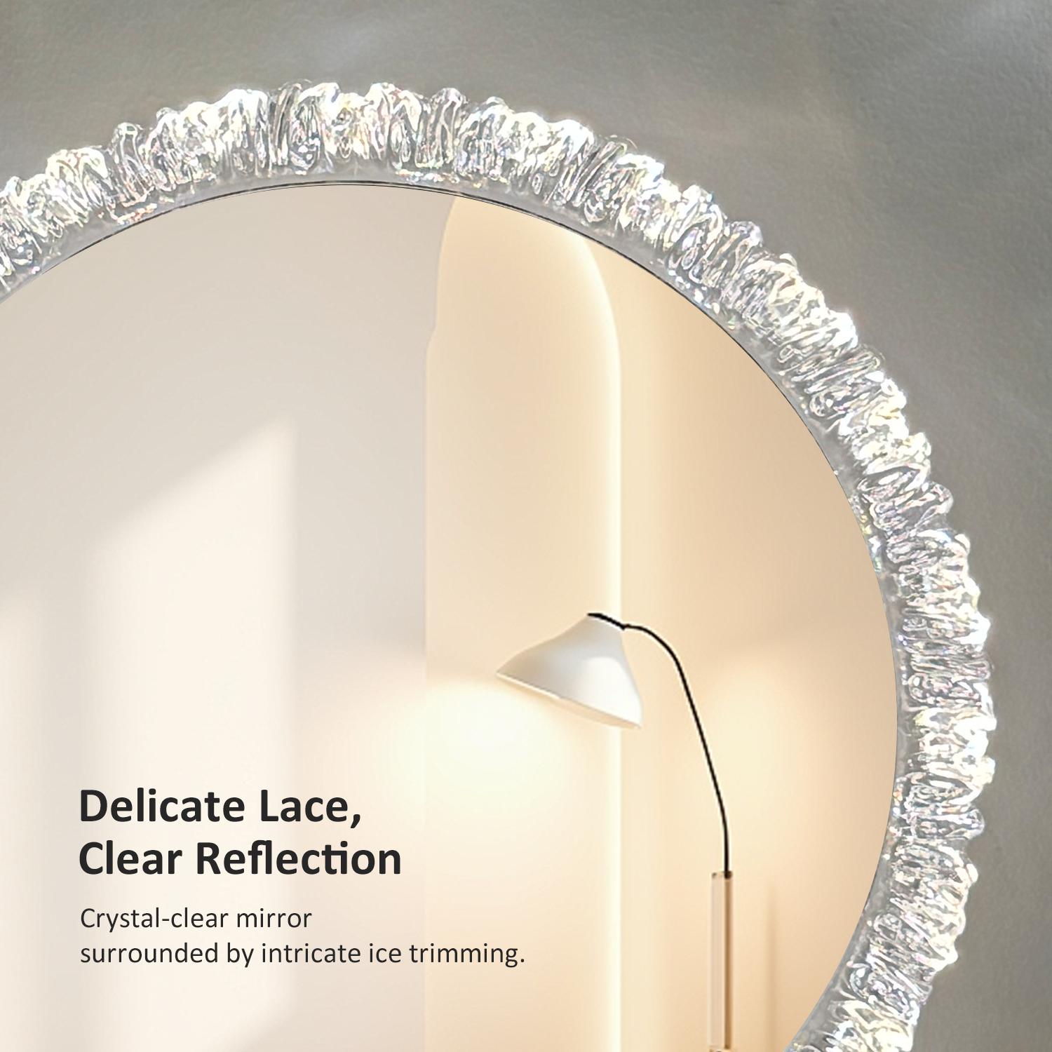 GLITGATE Iceberg 16 IN Lighted Vanity Mirror, Round Makeup Mirror With Touch Screen Control, LED Desktop Makeup Mirror, Circle Bathroom Mirrors For Over Sink,  Adjustable Brightness, 3 CCT, HD Mirror, Round Mirrors For Decor, Bedroom