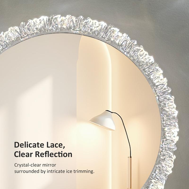 GLITGATE 16 IN Lighted Vanity Mirror, Round Makeup Mirror With Touch Screen Control, LED Desktop Makeup Mirror, Circle Bathroom Mirrors For Over Sink,  Adjustable Brightness, 3 CCT, HD Mirror, Round Mirrors For Decor, Bathroom, Entryway, Bedroom