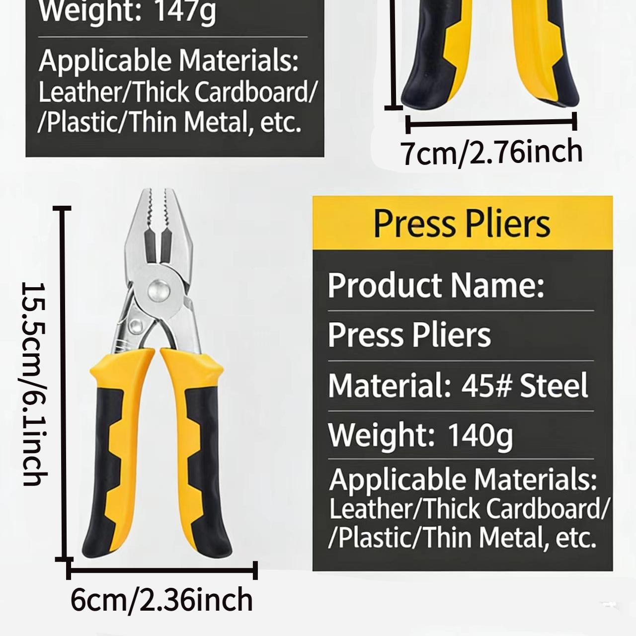 Punching Pliers Belt Hole Puncher Set, Three-Piece Chicken Eye Clamp Five-Claw Tool, Home Waistband Watch Band Punch Machine