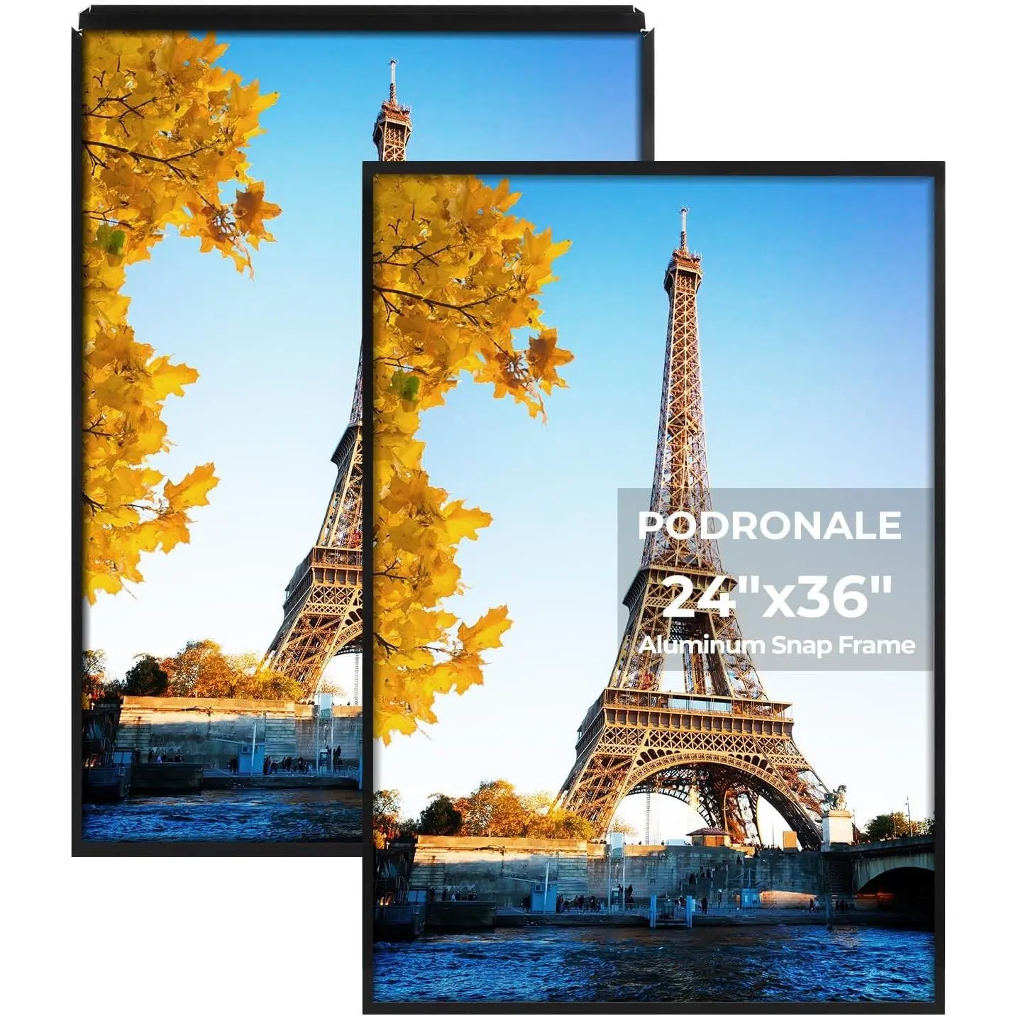 24x36 Poster Frames, 2 Pack, Plexiglass, Black Aluminum Snap Frame