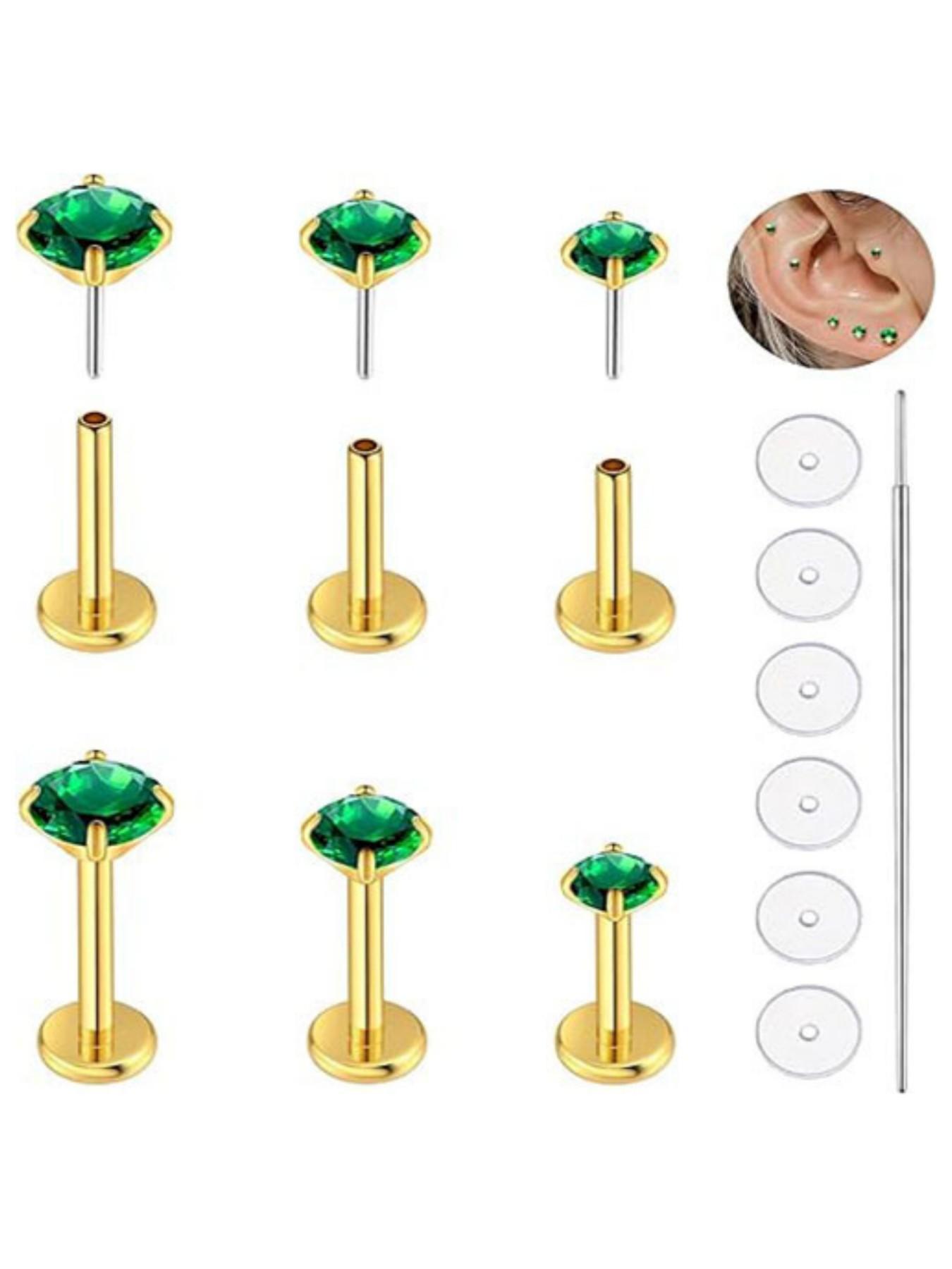 6pcs Flat Bottom Earrings, Ear Screen, Ear Ring, Earlobe, Fashion Simple Human Piercing Jewelry, Trendy Accessories for Daily Wear