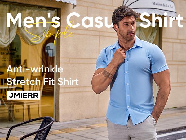 JMIERR Mens Muscle Fit Dress Shirts Casual Button Down Shirt Short Sleeve Wrinkle-Free Shirts JMIERR Mens Muscle Fit Dress Shirts Casual Button Down Shirt Short Sleeve Wrinkle-Free Shirts