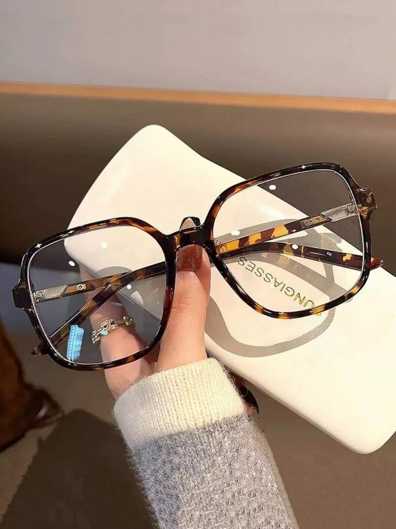 Vintage Fashion Large Frame Decorative Glasses, Women's Versatile Face-Slimming Design, Clear Lens Style, Suitable for Daily Commute Home Leisure TV Computer Phone Photography, Casual Eyeglasses