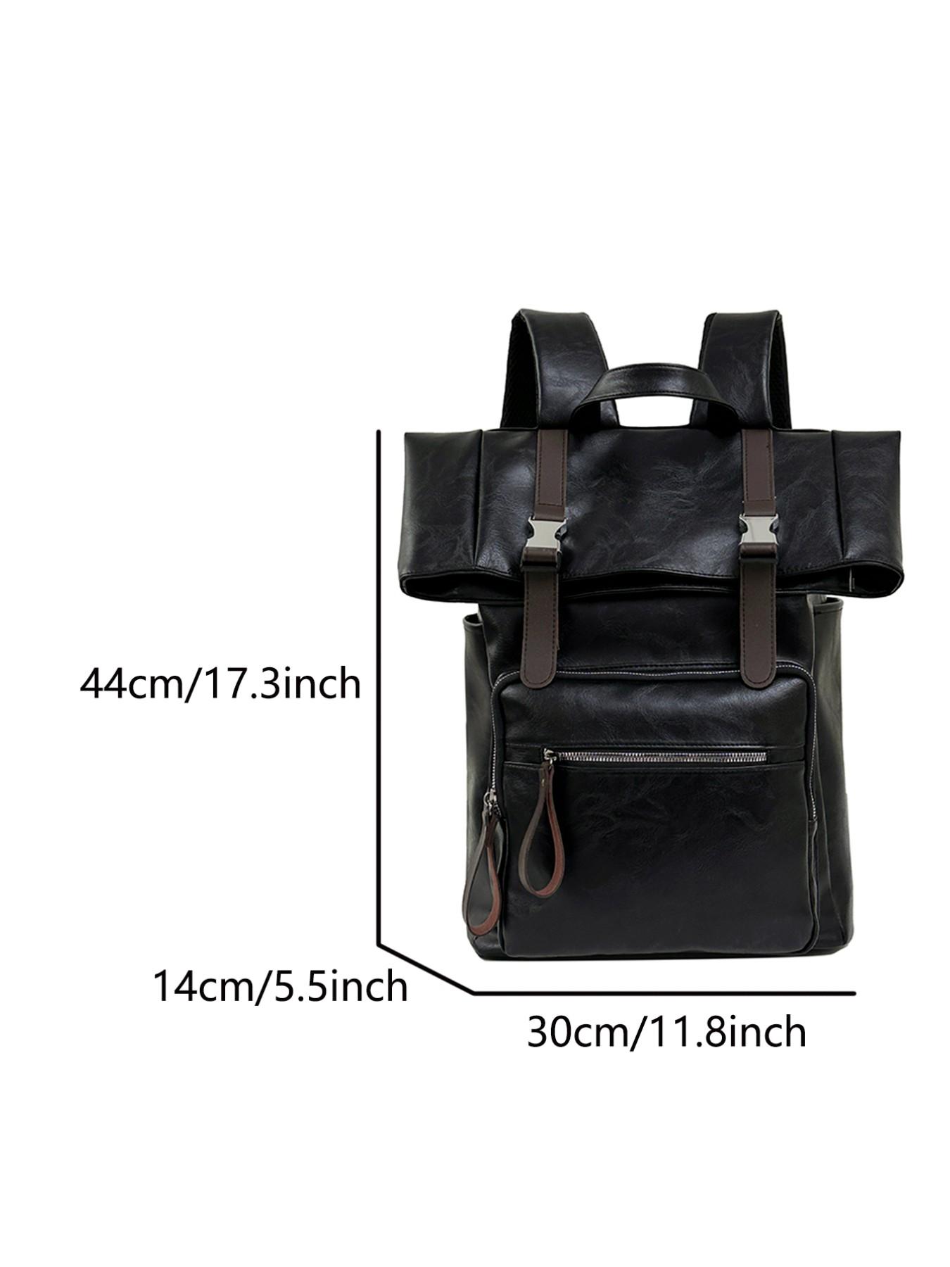 Vintage Patchwork Backpack, Soft Leather Commuter Laptop Bag, Men's Business Travel Backpack, Unisex Casual Bookbag, Durable Material