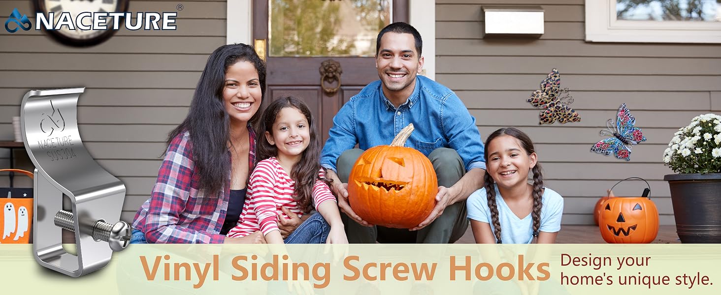 Steel Vinyl Siding Hook Hanger with Screws & Roll Mount - 12 Pack Home Decor Hanger for Damage-Free Hanging of Decorations, Lights & Security Cameras, Stainless, Security Cams