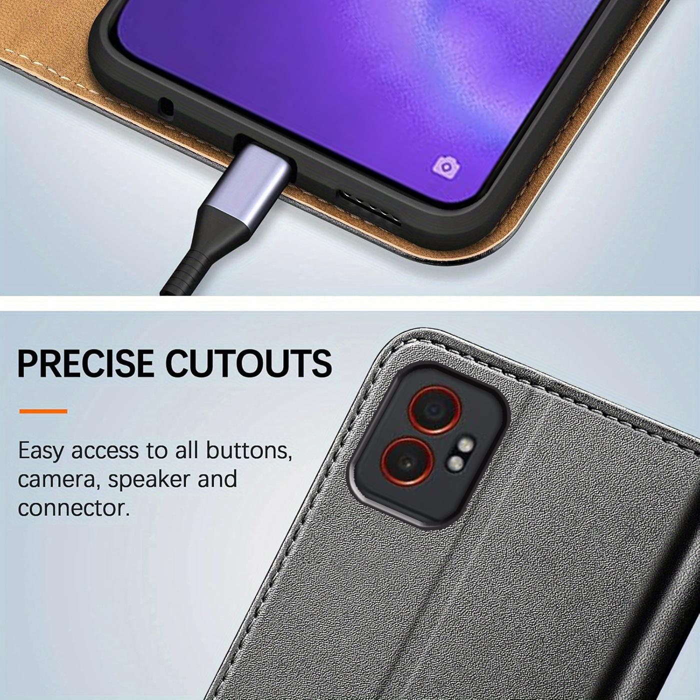 Mobile Phone Case For Samsung Galaxy Xcover 7 Pro, With Kickstand PU Leather Card Slot Black Wallet Flip Protective Phone Case Cover