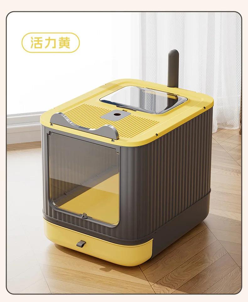 Foldable Enclosed Cat Litter Box with Pull-Out Drawer, Large Anti-Splash Odor Control Litter Pan with Top Exit & Front Entry Kit Foldable Enclosed Cat Litter Box with Pull-Out Drawer, Large Anti-Splash Odor Control Litter Pan with Top Exit & Front Entry Kit
