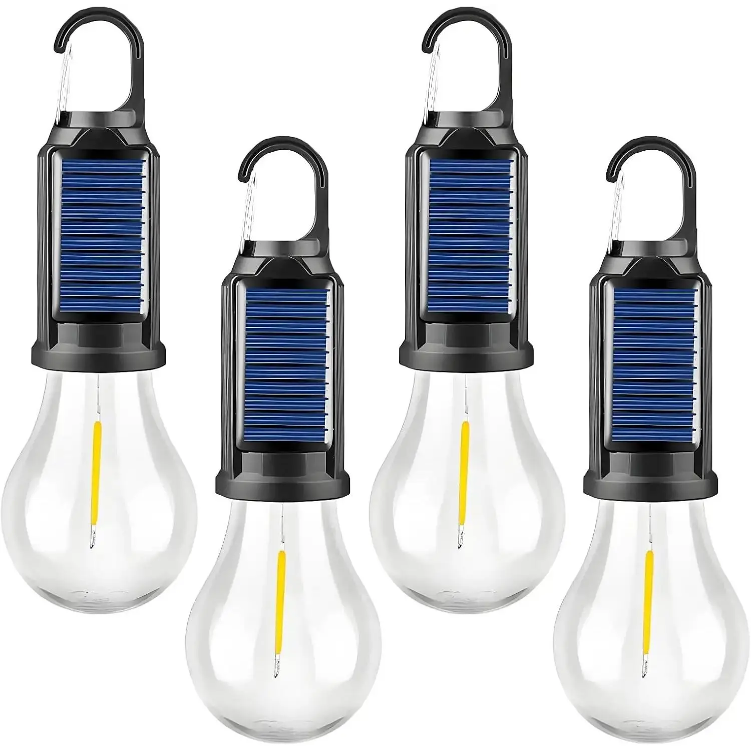 Solar Rechargeable Hooked Camping Light, Solar Tent Lights USB Rechargeable LED Camping Lantern, Outdoor Hanging Light Bulbs, Portable Outdoor Waterproof Emergency Light Bulb